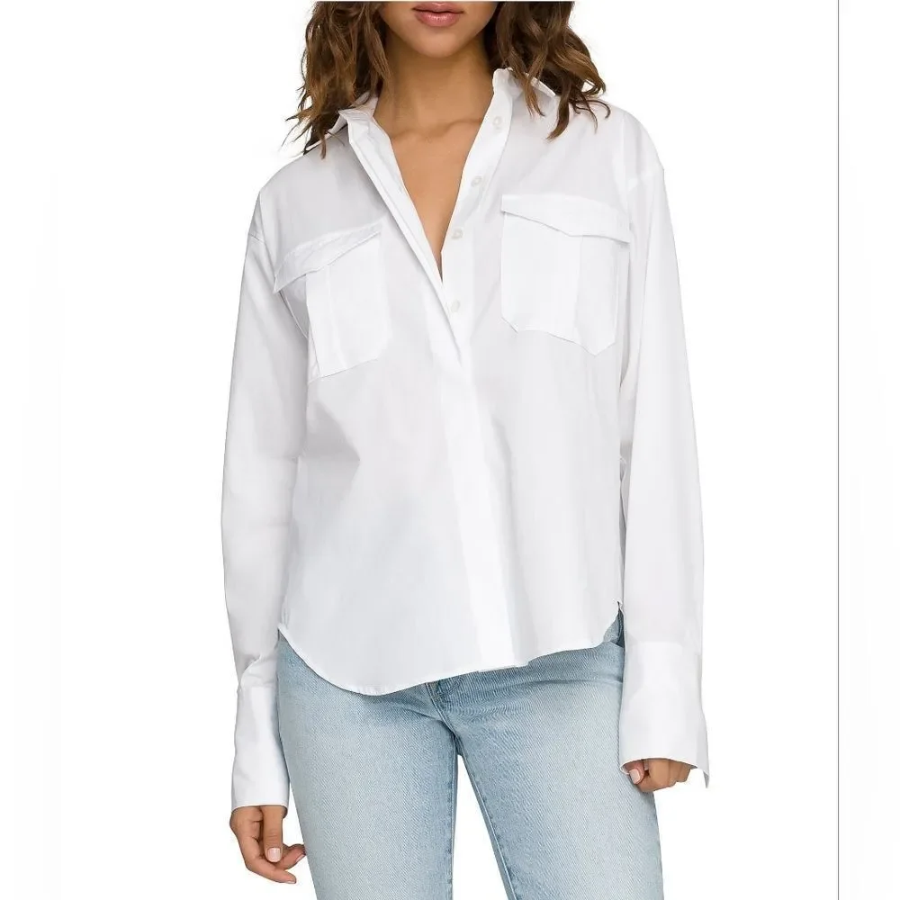 Good American The Good Shirt White Long Sleeve Button Down Shirt Size 3 - Picture 1 of 6